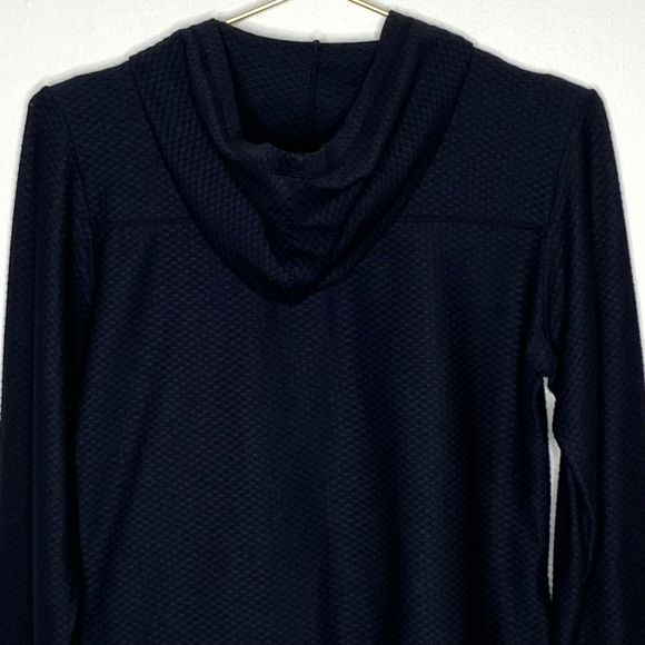 Prana Black Zip Front Hooded Waffle Texture Long Sleeve Jacket Size Large - Picture 4 of 10